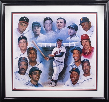 Unique 500 Home Run Club 11 Signature 34x34" Framed Collage Including Hank Aaron, Willie Mays and Ted Williams - LE 19/250 (JSA)